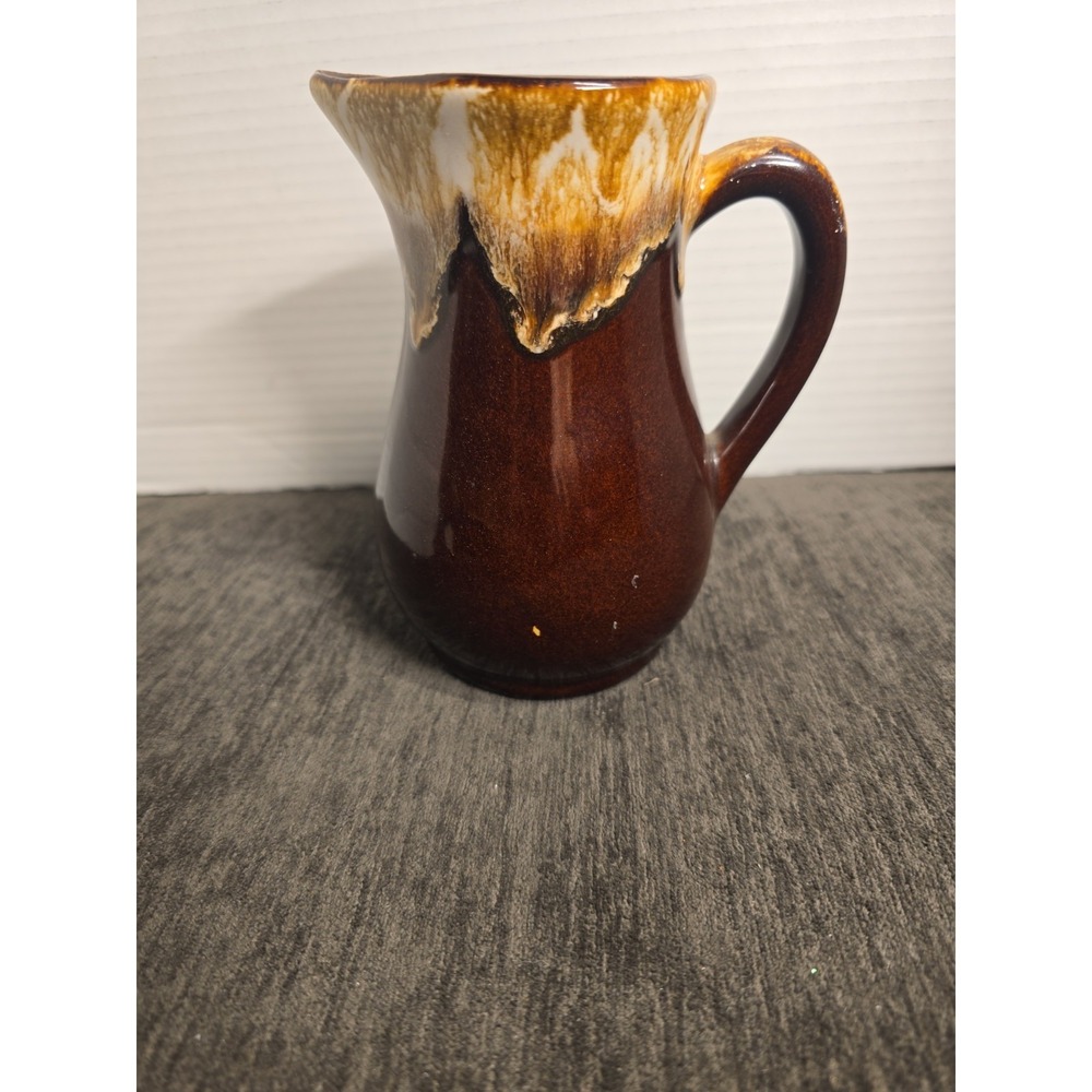 Roseville Vintage Brown Drip Glaze Pottery Pitcher 6 Inches Tall